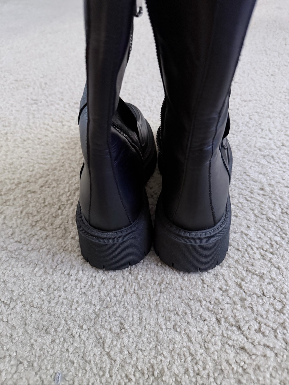 Free People Black zip-Up Leather Mid-Calf Boots - Picture 3 of 5